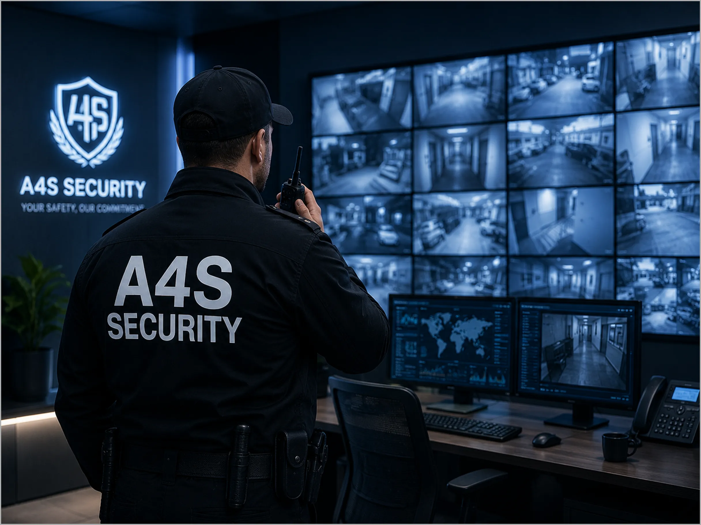 A4S Security Guard monitoring screens