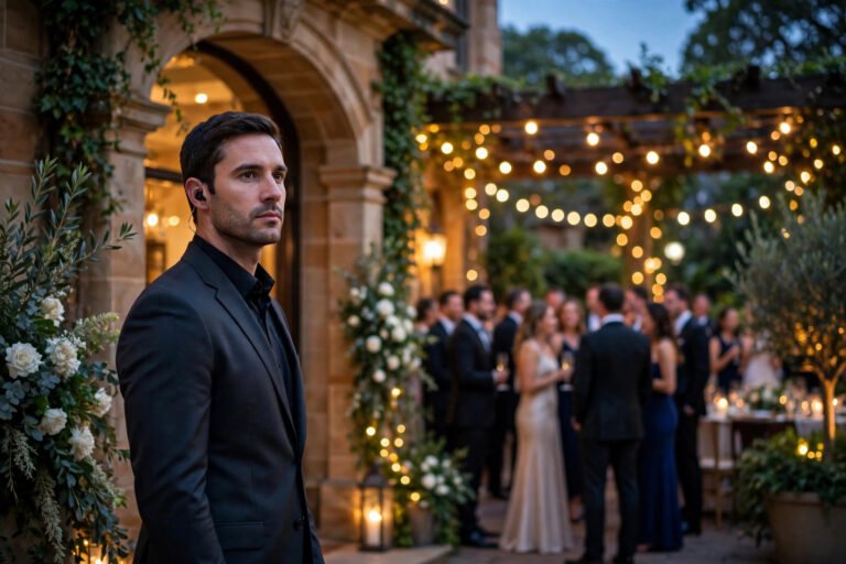 Discreet wedding security guard at a Sydney venue entrance